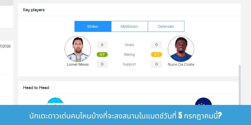 นักเตะดาวเด่นคนไหนบ้างที่จะลงสนามในแมตช์วันที่ 5 กรกฎาคมนี้?